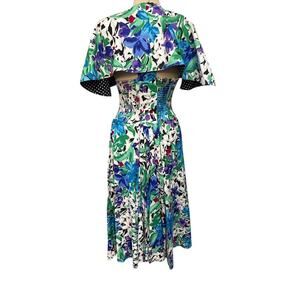 Vintage Megan Moore Cape Button Front Full Skirt Maxi Dress Sz S/M